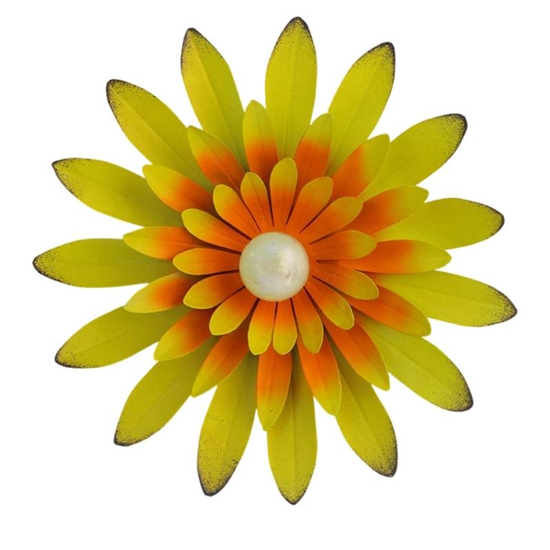 652F Rostbeständige Metall-Wandkunst Mehrfarbige Eisen-Sonnenblumen Hängendes Ornament mit Leuchtenden Perlen im Dunkeln Für die Raumgestaltung