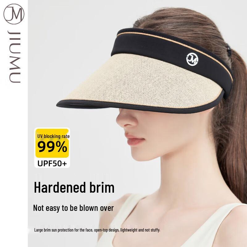 JIUMU Women's Sun Protection Open-Top Straw Visor Hat CW106