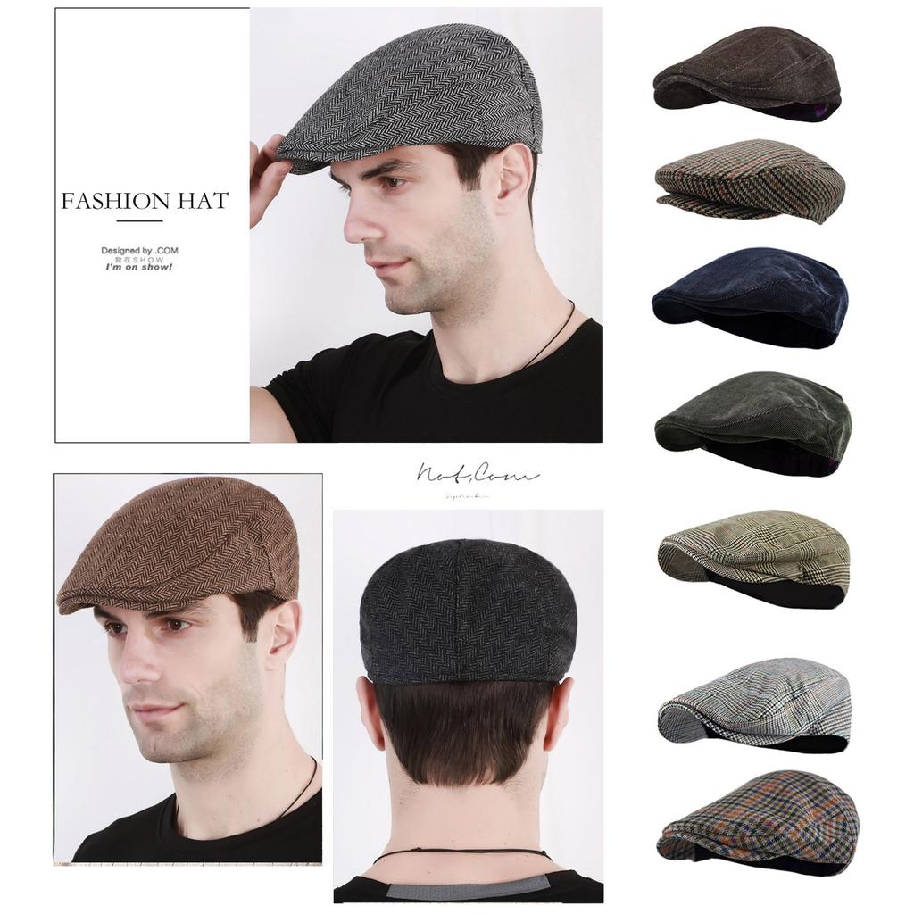 Men's Classic Herringbone Tweed Wool Blend Newsboy Ivy Hat