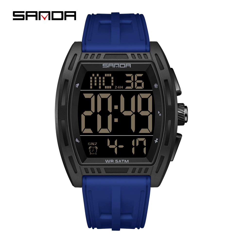SANDA Fashion Electronic Watches for Man Multifunction Alarm Clock Luminous Calendar Chronograph Student Digital Wristwatch