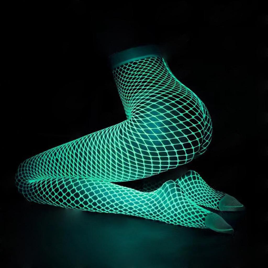 Svítící punčochy ze síťoviny ve tmě - Sexy, zeštíhlující, fluorescenční punčochové kalhoty s dutým designem