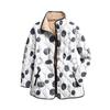 Women's Floral Print Stand Up Collar Pleated Cotton Long Sleeved Button Cotton Jacket
