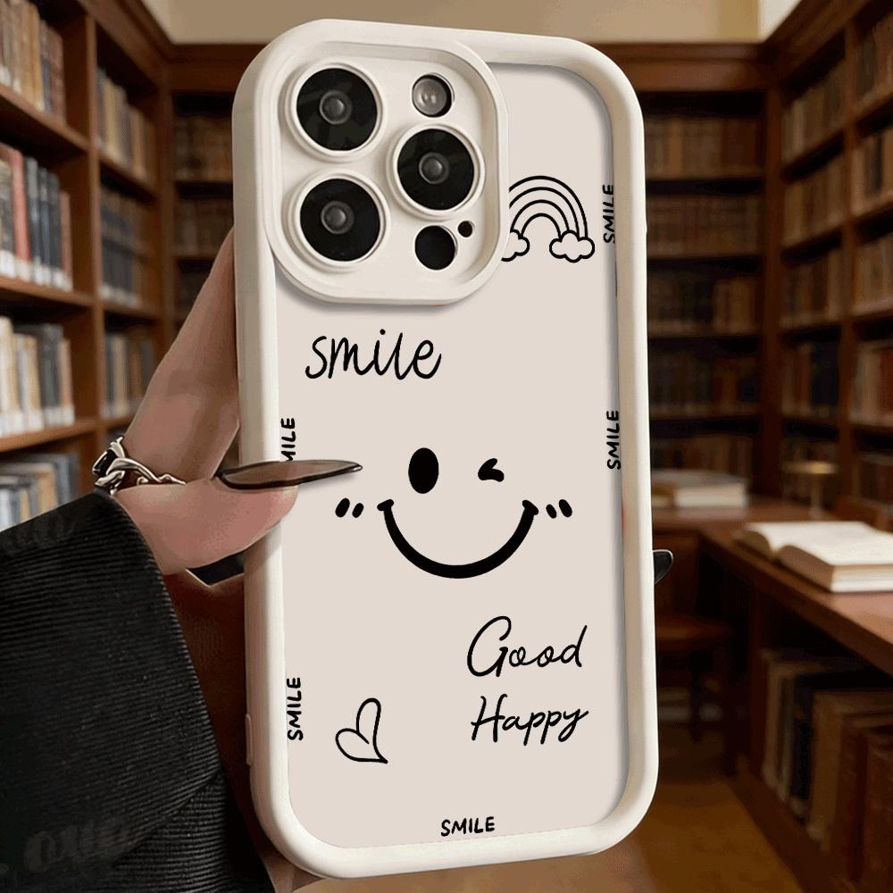 Minimal Smile and Rainbow Shockproof Soft Phone Case For Xiaomi Redmi Note 15 14 13 12 11 10 9 8 Pro Anti-Slip Anti-Fall Cover Redmi Note 9 Pro 5G