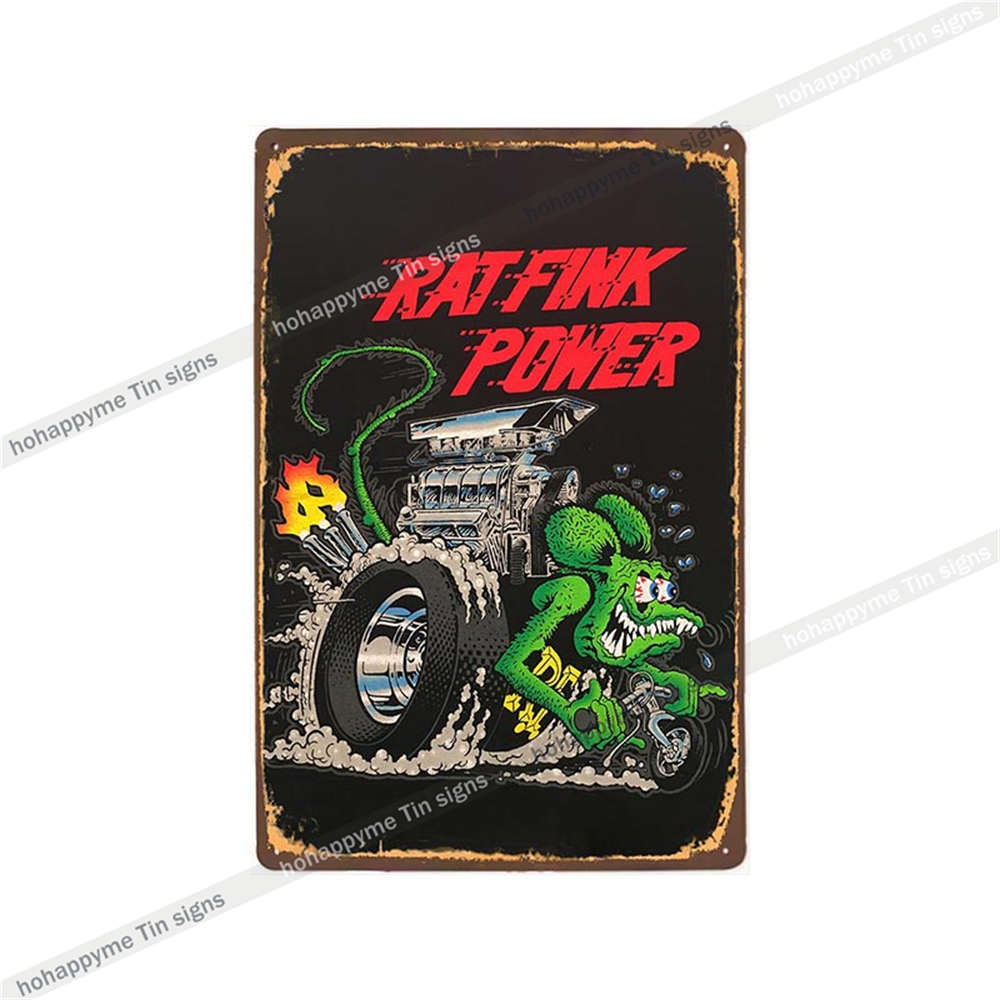 Decor Rat Fink Metal Vintage Sign Retro Decorative Plaque Garage Man Cave Bar Pub Club Tin Painting Home Living Poster 20x30c
