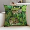 M-Cabin In The Woods Cushion Cover Natural Linen Pillowcase Set, All-In-One Decor For Sofa, Bedroom & Chair