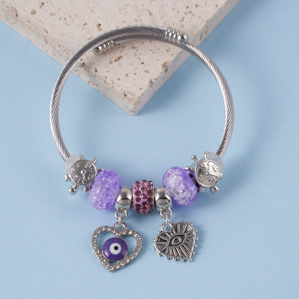 Cross Border Hot Temu Life Tree Pendant Stainless Steel Panjia Open Bracelet Fashion Bead DIY