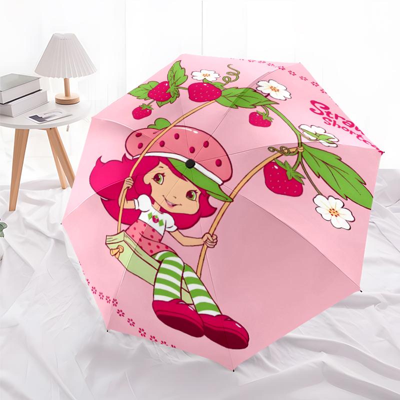 1pc Princess Strawberry Umbrella, Sun Protection, And UV Shielding. It Has Eight Sturdy Ribs for Outdoor Use And Perfect As a Holiday Gift