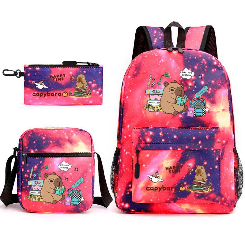 3-teiliges Schulrucksack-Set für Schüler Große Kapazität Oxford-Stoff Schultasche mit Schultergurt und Federmäppchen