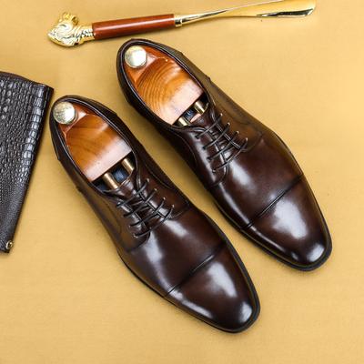 Leather Shoes Men'S Shoes Genuine Leather British Derby Shoes Round Head Suit Shoes
