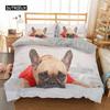 Sett med dynetrekk for fransk bulldog, King size, Søt valp, Dyretema, Sengetøy for barn og tenåringer, Polyester, 2/3 deler, Mykt dynetrekk