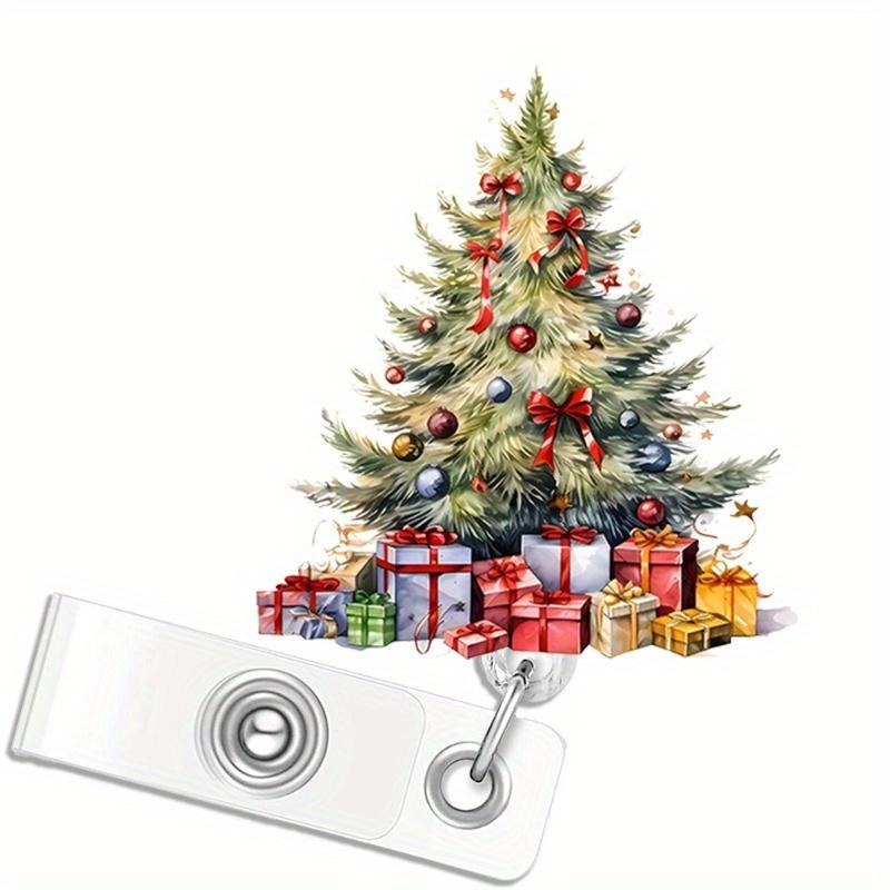 Christmas tree badge clip, a festive retractable gift for nurses and teachers. прозрачный