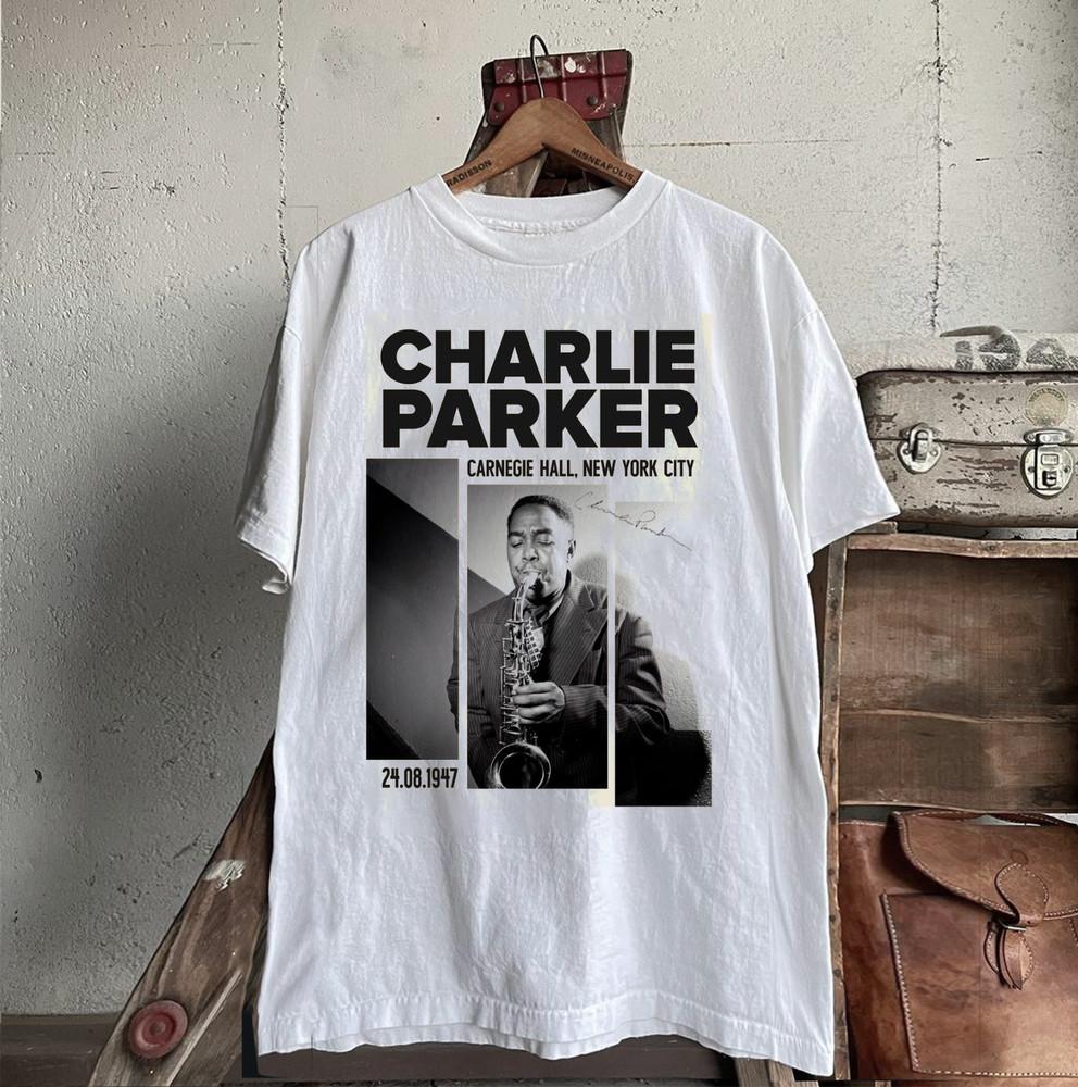 Унисекс Футболка с подписью концерта Чарли Паркера Все размеры SB306 Унисекс Футболка XL