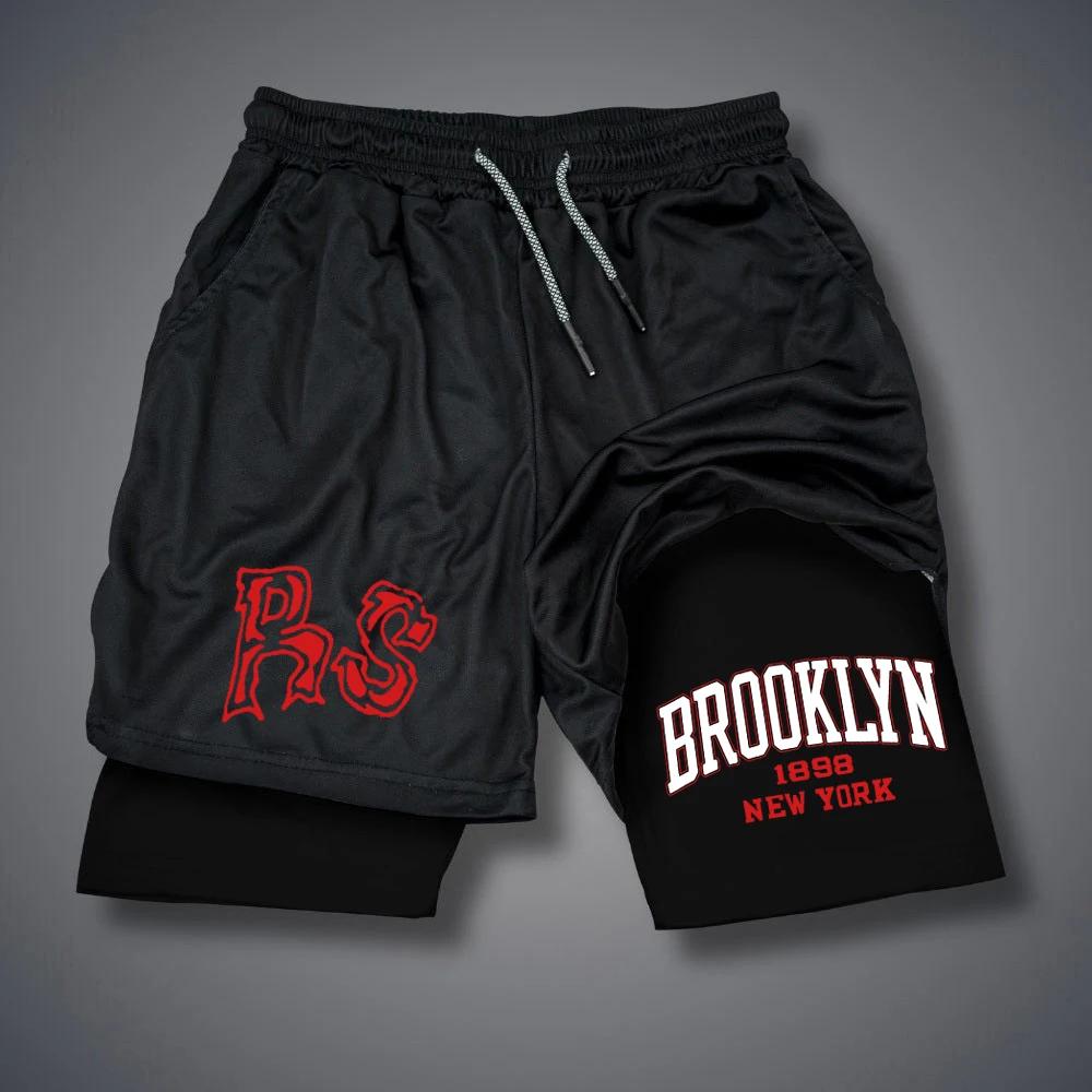

Літні чоловічі шорти RS Letter Print Shorts Quick Dry 2 In 1 Short Pants White Black Double Deck Short Pant Dragon Streetwear XL