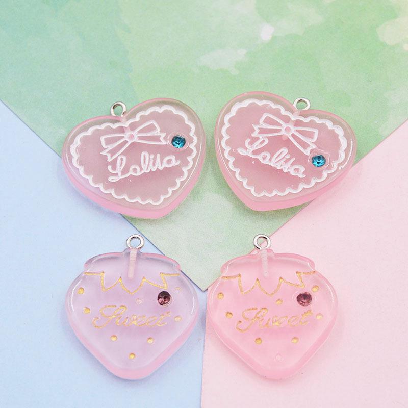Strawberry Heart Earrings & Rhinestone Keychain DIY Jewelry Set