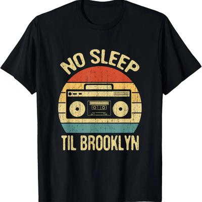No Sleep Til Brooklyn Retro Old School Stereo Ghettoblaster T-Shirt