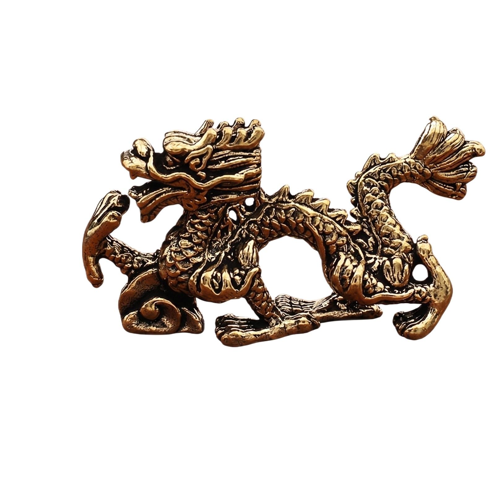 

English: Brass Chinese Dragon Figurine Home Decor Craft Ornament one size коричневый