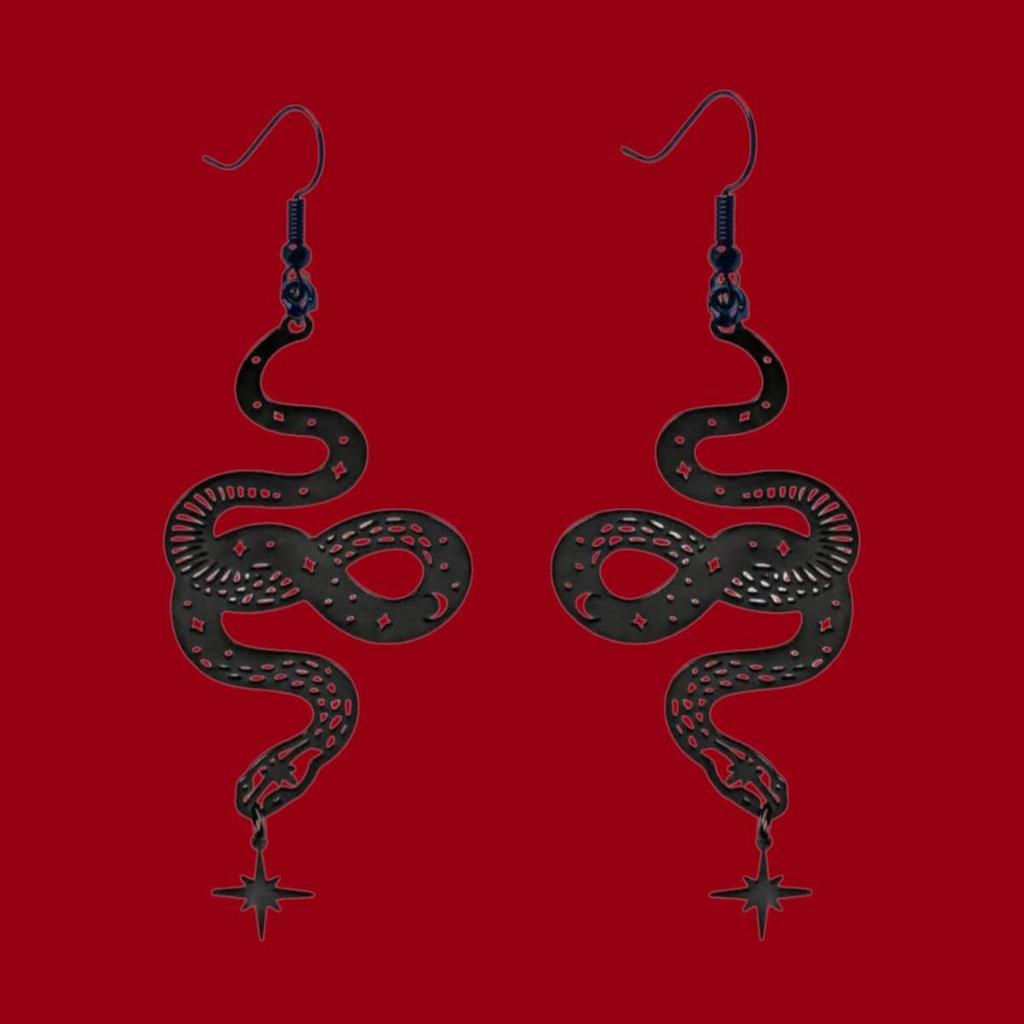 Retro Black Snake Earrings - European & American Style, Versatile Street Wear, Hip Hop Inspired