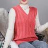 Autumn and Winter Women's Knitted Vest V-neck New Splicing Pullover Fashionable Solid Color Versatile Casual Sleeveless Sweater