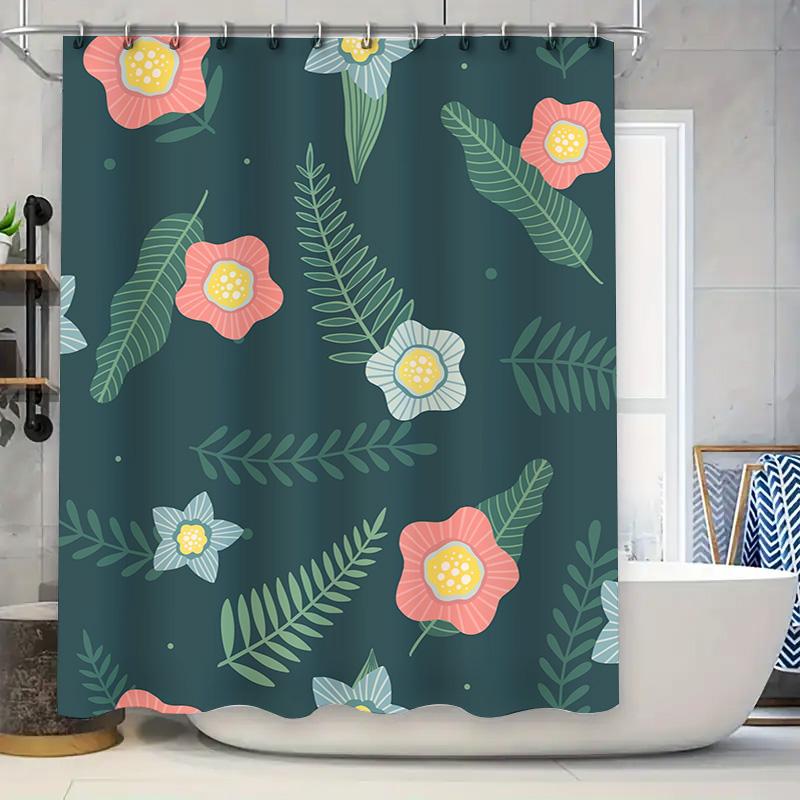 

Trendy Floral Shower Curtain Waterproof Home Decor Bathroom Accessories W60H190(CM)-1 Pcs