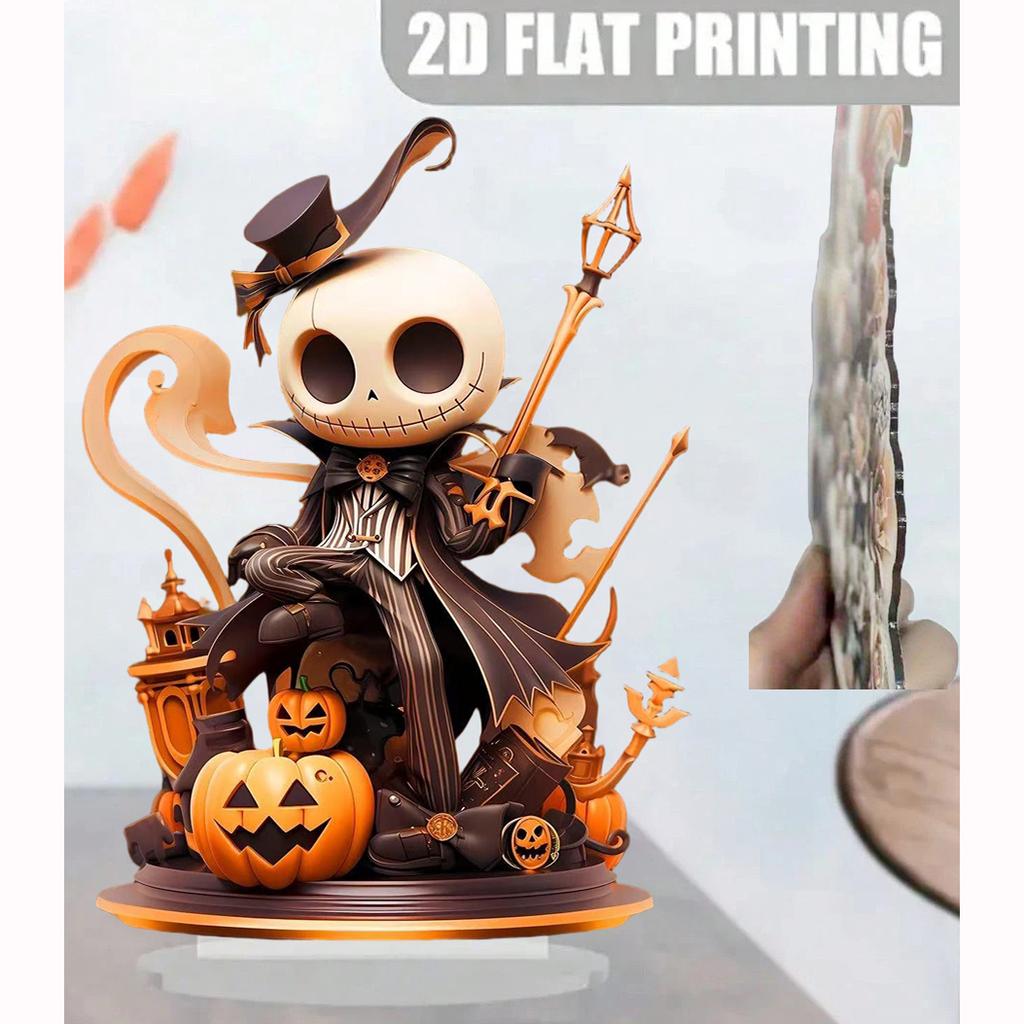 Halloween Kürbis Skelett Mann 2D Flache Acrylfigur Zuhause Büro Café Zimmer Studio Vitrine Tisch Ornament Desktop Deko