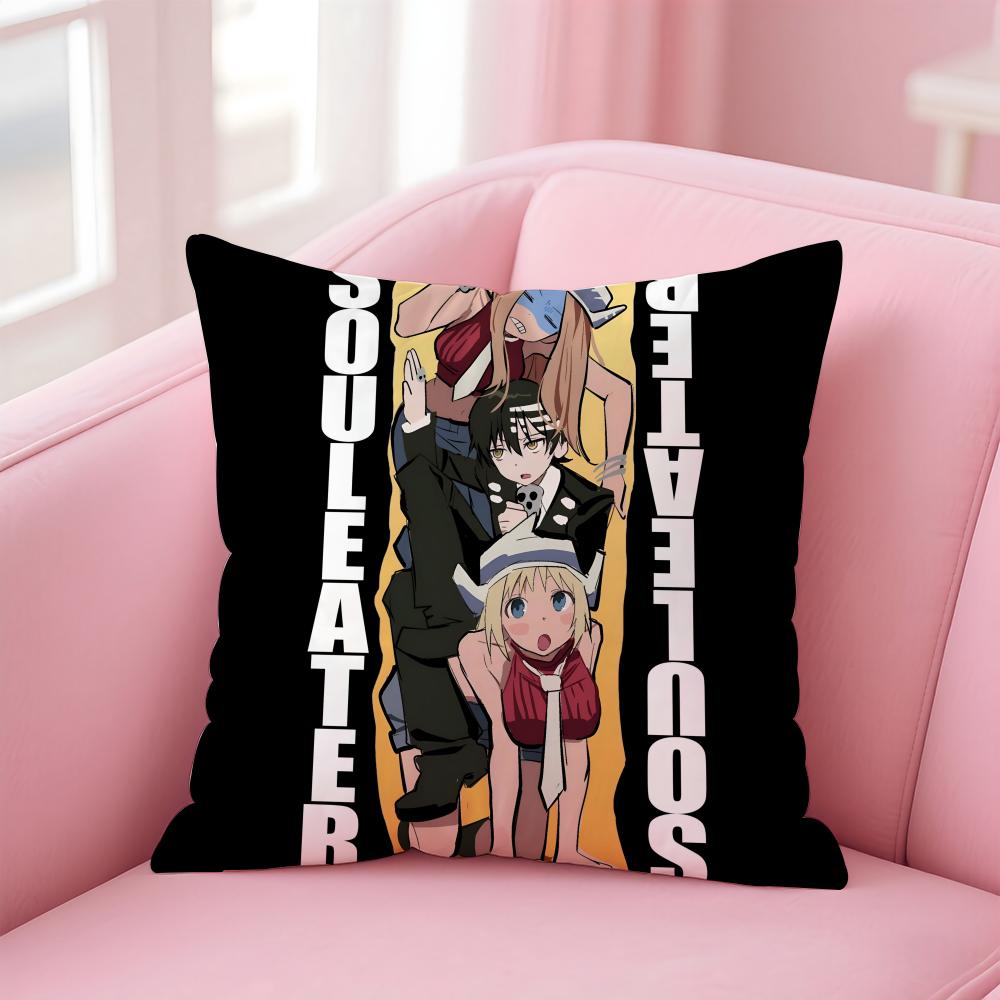 Hot Anime S-Soul Eaters Cushion Cover Pillowcase Short Plush Invisible Zipper Room Sofa Cushion Cover