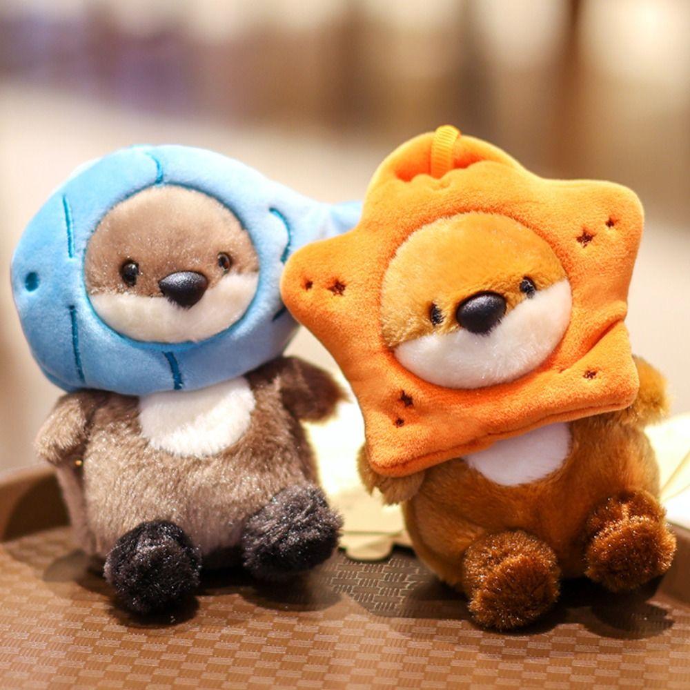 Fluffy Cotton Otter Pendant Bag Hanging Stuffed Otter Doll Otter Plush Keychain  Backpack