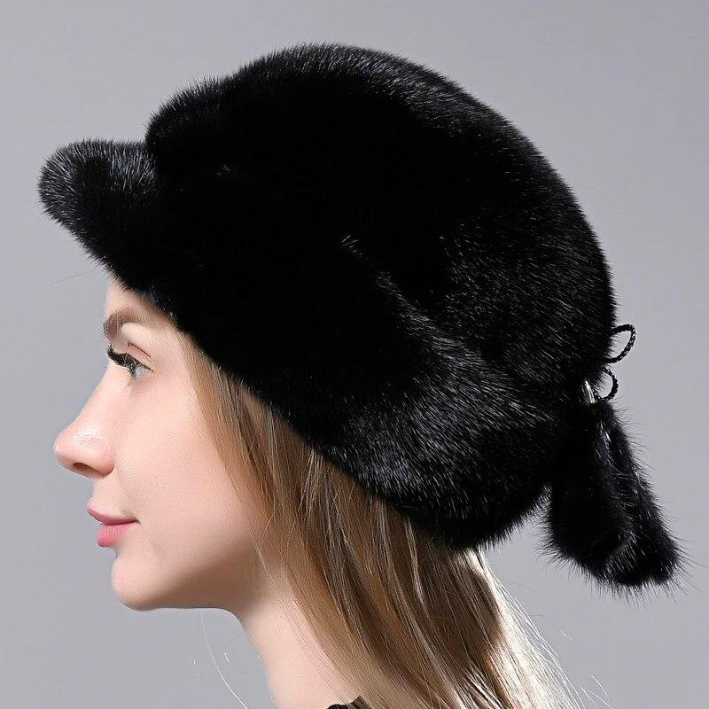 Full Pelt Mink Fur Hats Women Hight Quality Russian Hat Elegant Snow Hat Tails Stylish Warm Ushanka Fur Hats