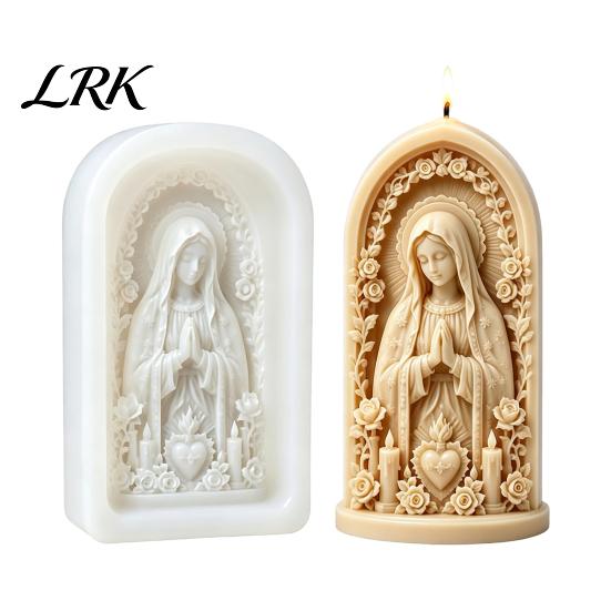 Décoration d'intérieur spirituelle Outils de coulée de cire Jésus Moule à bougie 3D, Bon Pasteur Silicone Fabrication Vierge Décoratif Religieux Moules en Relief Marie Moule pour DIY