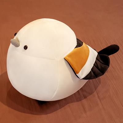 An Adorable Soft White Long-tailed Silvery-throated Titmouse Plush Toy, Creative Bird Titmouse Pillow Doll, Creative Gift