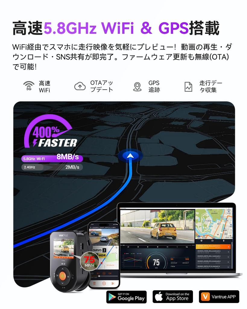 Front and Rear VANTRUE S1 Pro Max Dash Cam with 8MP Front and Rear Sony STARVIS 2 IMX678 Night PlatePix Enhanced License Plate IP67 Waterproof Rear