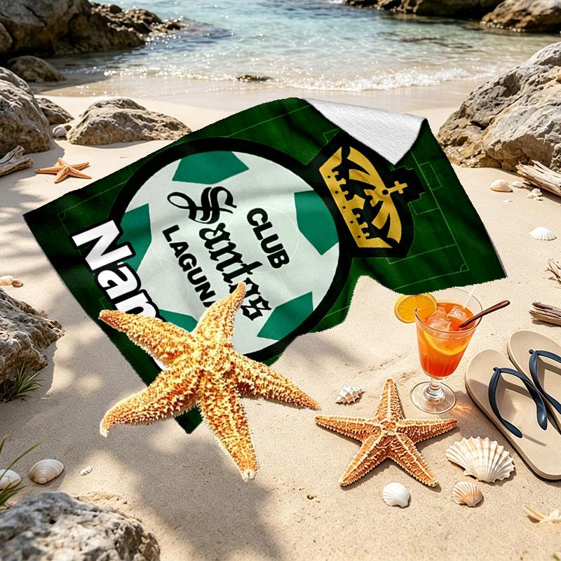 Custom Name Personalized Club Santos Laguna Print Beach Towel, for Trip Camping Beach Party Home Decor, Birthday Gift for Family & Friends