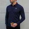 Men's Casual Ribbed Knit Long Sleeve Polo Shirts for Men