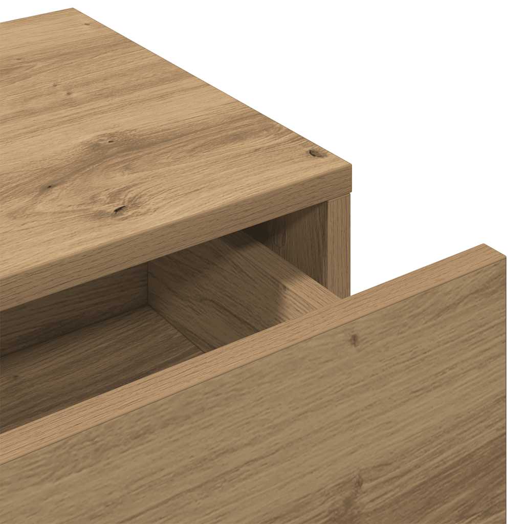 Wall Mounted Shelf with Drawers Artisan Oak Finish 100 x 36 x 19 cm