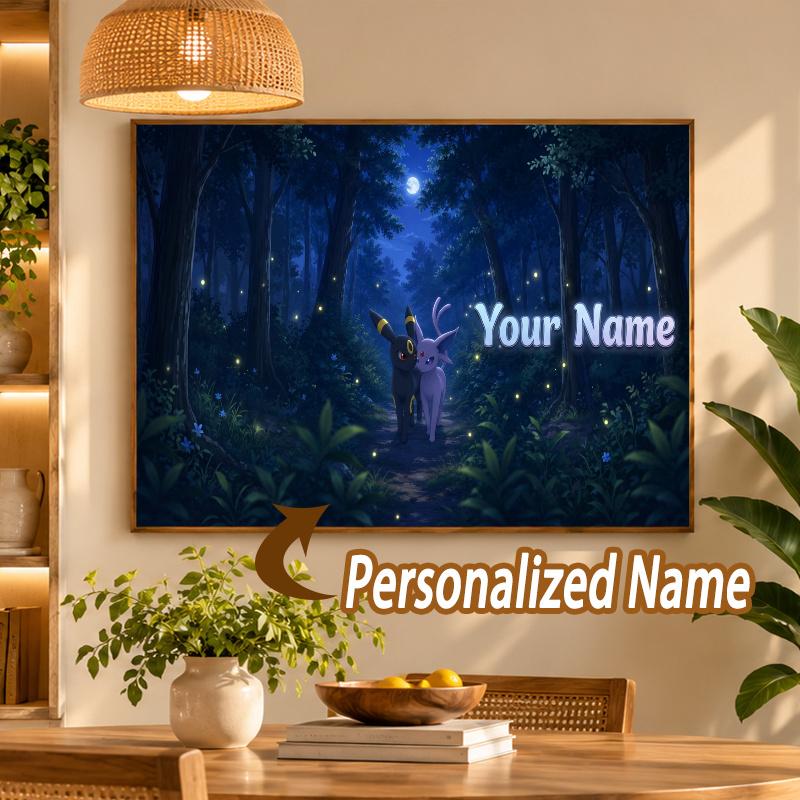 Umbreon Espeon Custom Name Diamond Painting Personalized 5D Full Drill DIY Diamond Art Home Decor