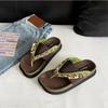 New Round Head Pinch Foot Flat Bottom Cool Slippers Roman Style Roman Sandals Soft Sole Light and Comfortable Outside Wear Cool