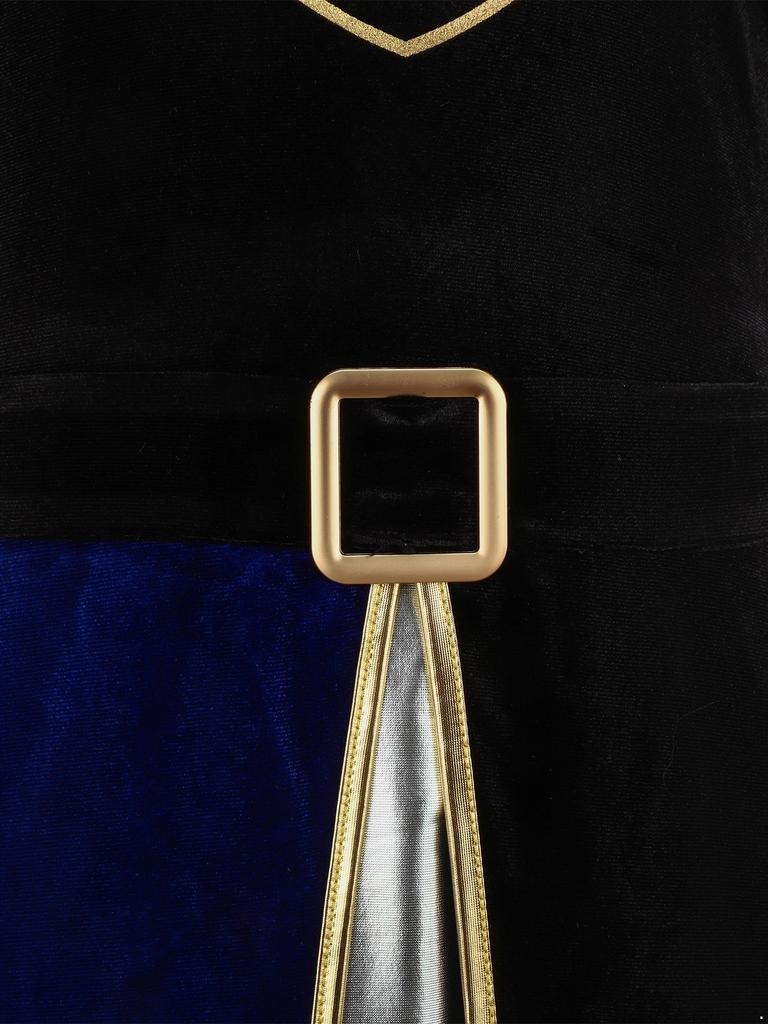 Jungen Ritterkostüm Metallischer Glanz Patchwork-Oberteil Hinten Unsichtbarer Reißverschluss Langarm Abnehmbarer Umhang Cosplay Outfit