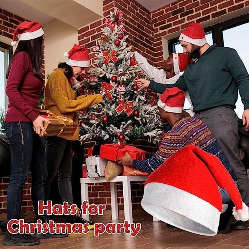 10/1PCS Adults Kids Christmas Hats Non-woven Fabric Santa Claus Xmas Hats Cap Merry Christmas New Year Festival Party Decoration