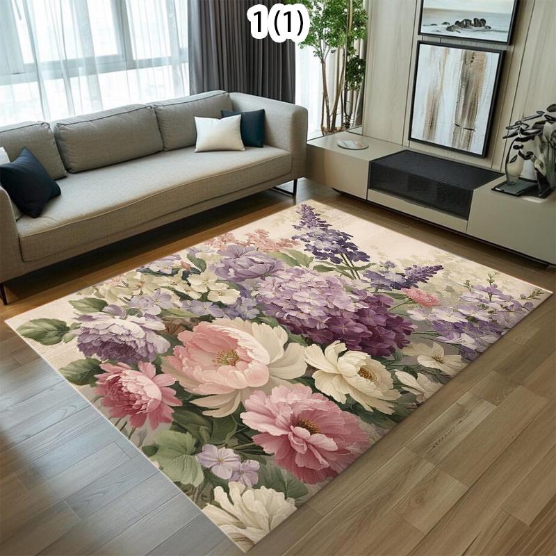 Großer blumiger Teppich Läufer für Wohnzimmer Heimdekoration Vintage Blumenmuster Matte Bodenteppich Weicher Teppich für Schlafzimmer Dekor