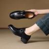 Genuine leather flat-soled small leather shoes women's thick-soled one-pedal single shoes belt buckle loafers