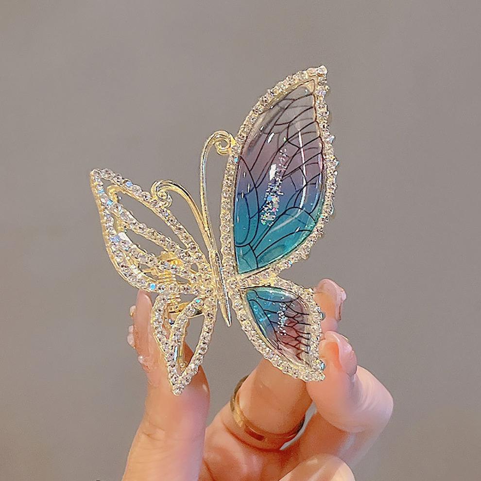 Simulation Butterfly Hair Clip For Women Fashion Rhinestone Metal Hair Claw Barrettes Hairpin Hair Accessories Headwear