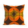 1Pc Orange Brown Mid Century Pillow Cover, Polyester 2D Double Sided Print Cushion Case, 70S Retro Geometric Throw Pillowcase, B