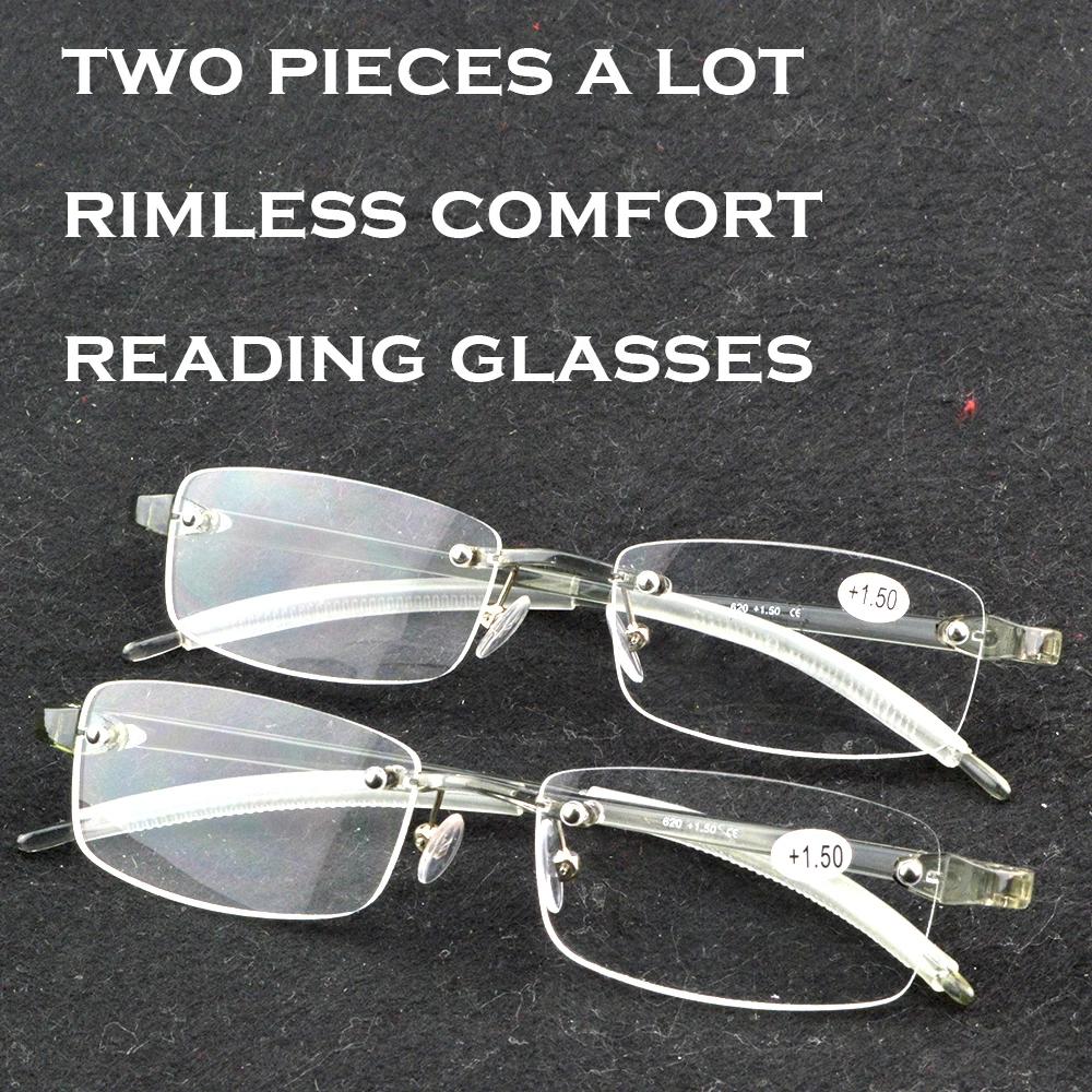 

Two Piece Rimless Reading Glasses Set Crystal Clear Frame Lightweight Comfortable Reading Glasses Men and Women +0.75 to +4 +3.50 сірий