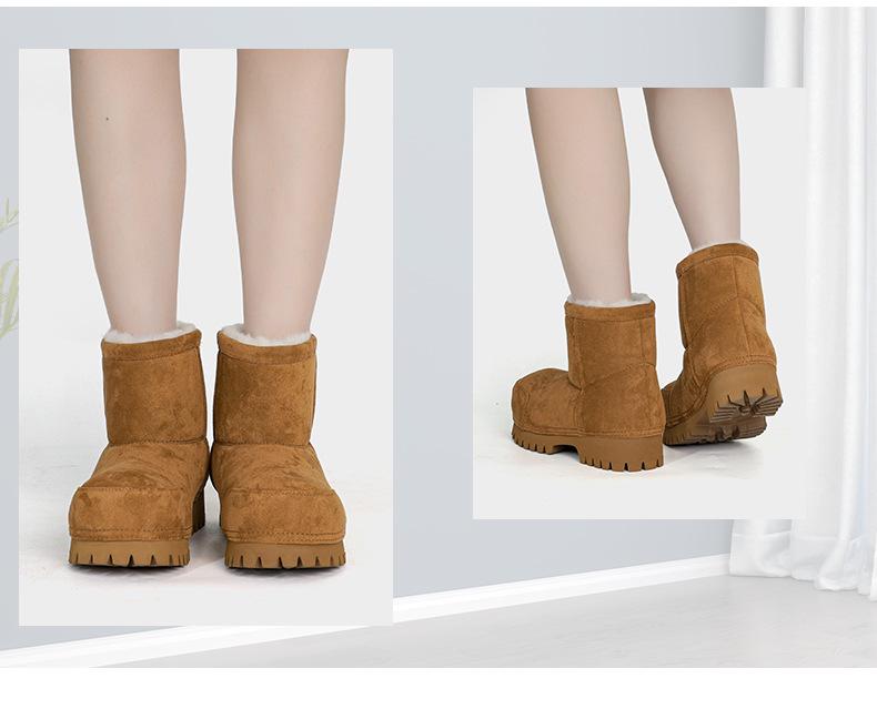 2025 Winter Fleece-Lined Big Head Snow Boots, Non-Slip Thick Sole, Height-Increasing, Pull-On Fashion.