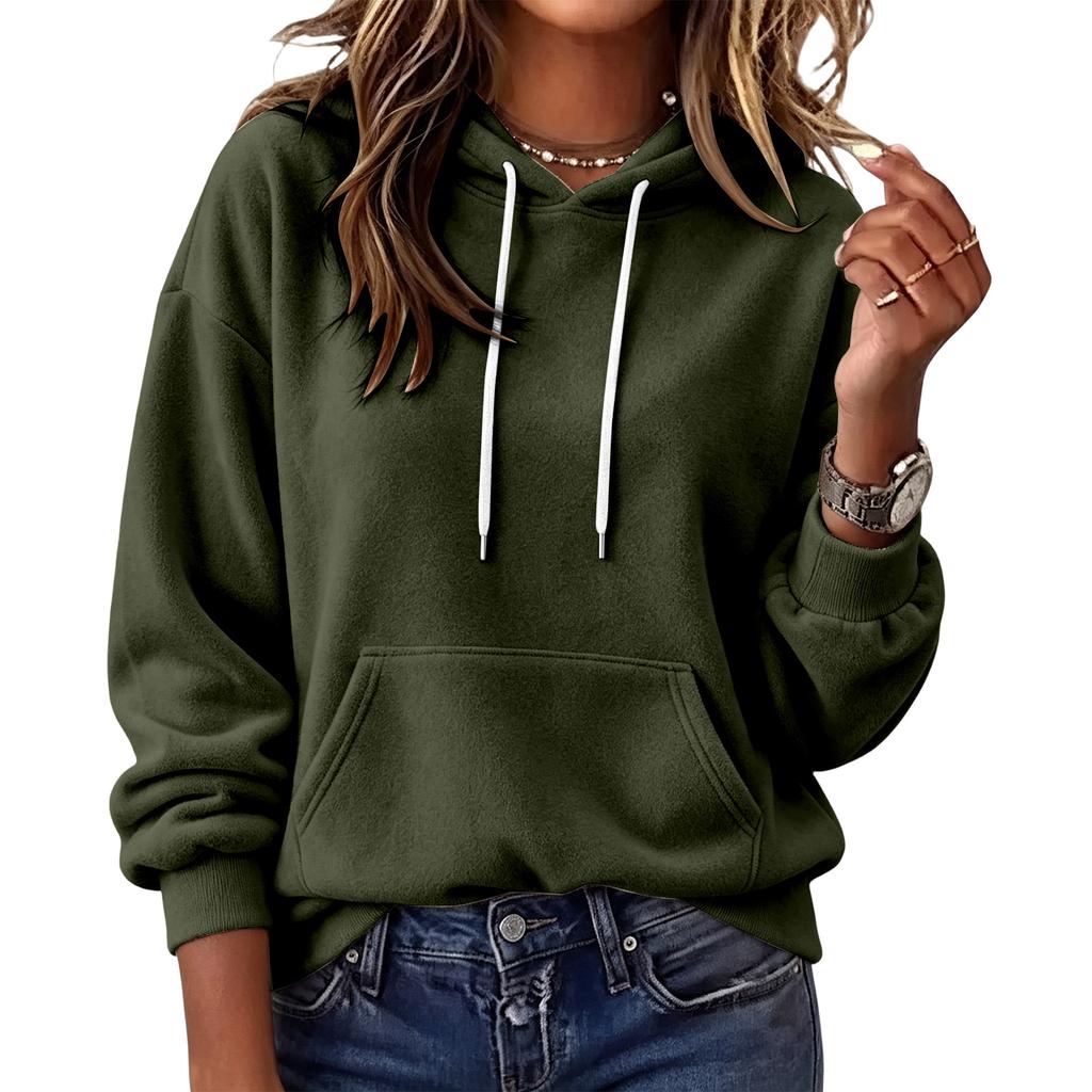 Women's Long Sleeve Color Soft Casual Hoodie Pullover Top for Everyday Wear