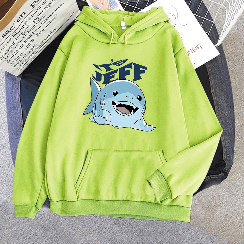 

Jeff The Landshark Hoodies Cartoon Print Anime Harajuku Kawaii Sweatshirt With Hooded Fleece Clothes Moletom Casual Pullovers XXXL