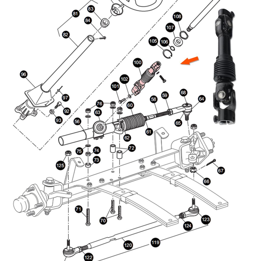 Golf Cart Accessories E-Z-GO TXT 2001-2025 Intermediate Steering Shaft Assembly For Golf Cart 70580G01 70580-G01