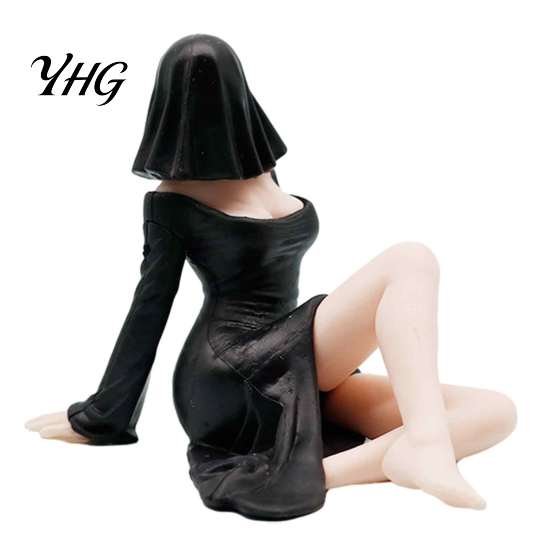 Hand Painted Car Decoration Halloween Faceless Ghost Girl Figurines, Spooky Lady Dashboard Cute Gift Ornament, Gothic Desktop Statue Decor for