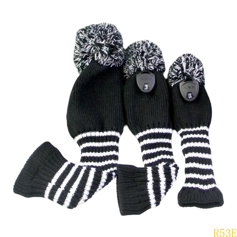 3pcs Golf Club Head Cover Knitted Styles Headcover Leisure Styles Golf Cover for Driver Protection and Longevity