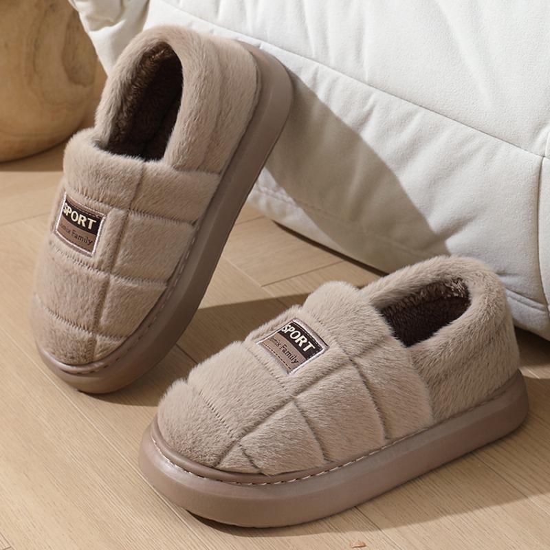 Men's Extra Large Size Bag and Cotton Slippers, Winter Indoor Home Comfort and Cold-proof Plush Cotton Shoes for Men