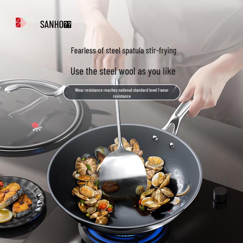 Sanhe Pure Titanium Non-Stick Wok with Lid, 30cm
